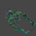 Fantasy Biomechanical Creature With Green Purple Pink Glowing Accents And Complex Limbs