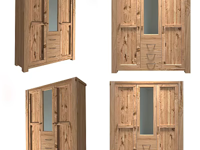 Wooden Kitchen Cabinets With Glass Doors And Drawers Modern Design For Home 3d model