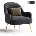 Dark Gray Fabric Accent Chair With Brown Cushion And Golden Metal Legs Modern Design