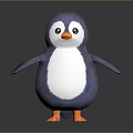 Cute Purple and White Penguin Doll with Orange Feet and Black Eyes