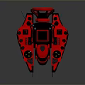 Red Futuristic Flying Vehicle With Streamlined Design And Blue Glowing Accents