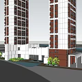 Modern White Sales Office Building With Unique Architectural Design And Night Lighting