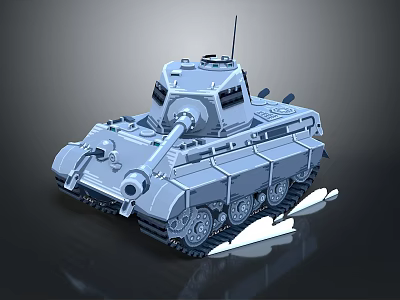 3D Rendered Military Tank with Detailed Turret Cannon and Track System on Dark Background 3d model