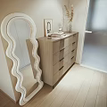 Modern Bedroom Interior with Large Bed Decorative Painting Pendant Light Side Tables and Window Curtains