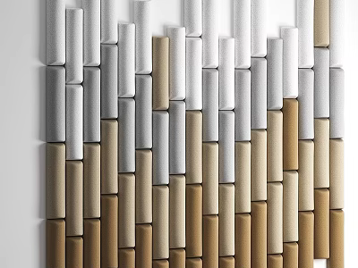 Geometric Wall Decor With Vertical Panels In White Gray Brown Color Pattern Design 3d model