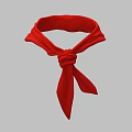 Classic Red Fabric Scarf With Knotted Front As Neck Accessory 3d model