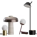 Modern Table Lamps With Mushroom Shade Marble Base And Spherical Bulb Design 3d model