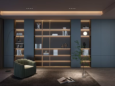 Modern Walk In Closet Interior With Built In Shelves And Lighting 3d model