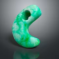 Unique Green Marbled Jade Crescent Shaped Jewelry Pendant With Natural Texture