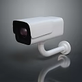 White Desktop Computer Camera With Black Lens Mounted Stand And Dark Surface Design 3d model