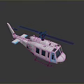 Modern White 3D Helicopter Model With Blue Rotor Blades And Windows