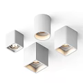 White Modern Downlights and Spotlights with Different Shapes and LED Lighting