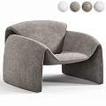 Modern Beige Upholstered Leisure Chair With Curved Design And Matching Ottoman
