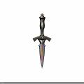 Ornate Dagger With Iridescent Blade Gemstone Accent And Intricate Hilt Design
