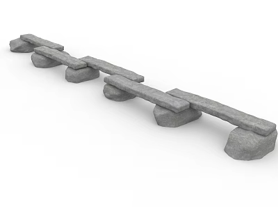 Simple Stone Landscape Bridge With Slabs And Natural Stone Supports 3d model
