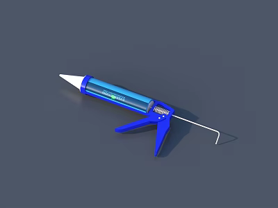 Blue Sealant Gun With White Nozzle Green Label And Ergonomic Trigger Handle 3d model