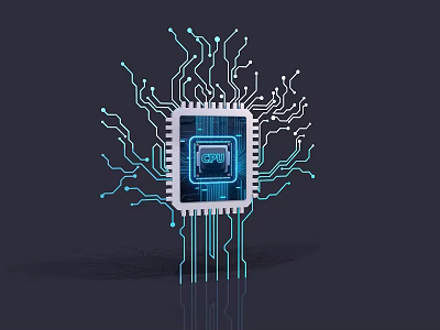 Advanced Industrial Equipment Featuring CPU Chip And Circuit Board Connections 3d model