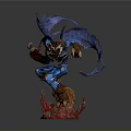 Dynamic Action Figure Featuring Blue Wings Brown Blue Outfit And Red Base In Dynamic Pose