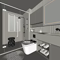 Modern Bathroom Interior Design With Glass Shower Door Blinds White Toilet And Vanity Mirror