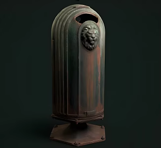 old dustbin old rusty dustbin carved metal dustbin 3d model