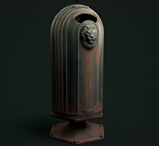 old dustbin old rusty dustbin carved metal dustbin 3d model