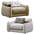 Modern Comfortable Single Sofa With Soft Pillows And Light Color Design 3d model