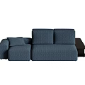 Navy Blue Fabric Sectional Sofa With Modern Design And Comfortable Cushions 3d model