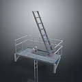 Industrial Construction Scaffolding Platform With Metal Ladder Guardrails And Safety Tools