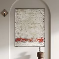 Abstract Textured Wall Art With White Background And Red Accent For Modern Interior 3d model