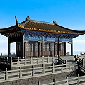 Traditional Ancient Chinese Building With Curved Roof Colorful Decorations Yellow Tiles And Stone Steps