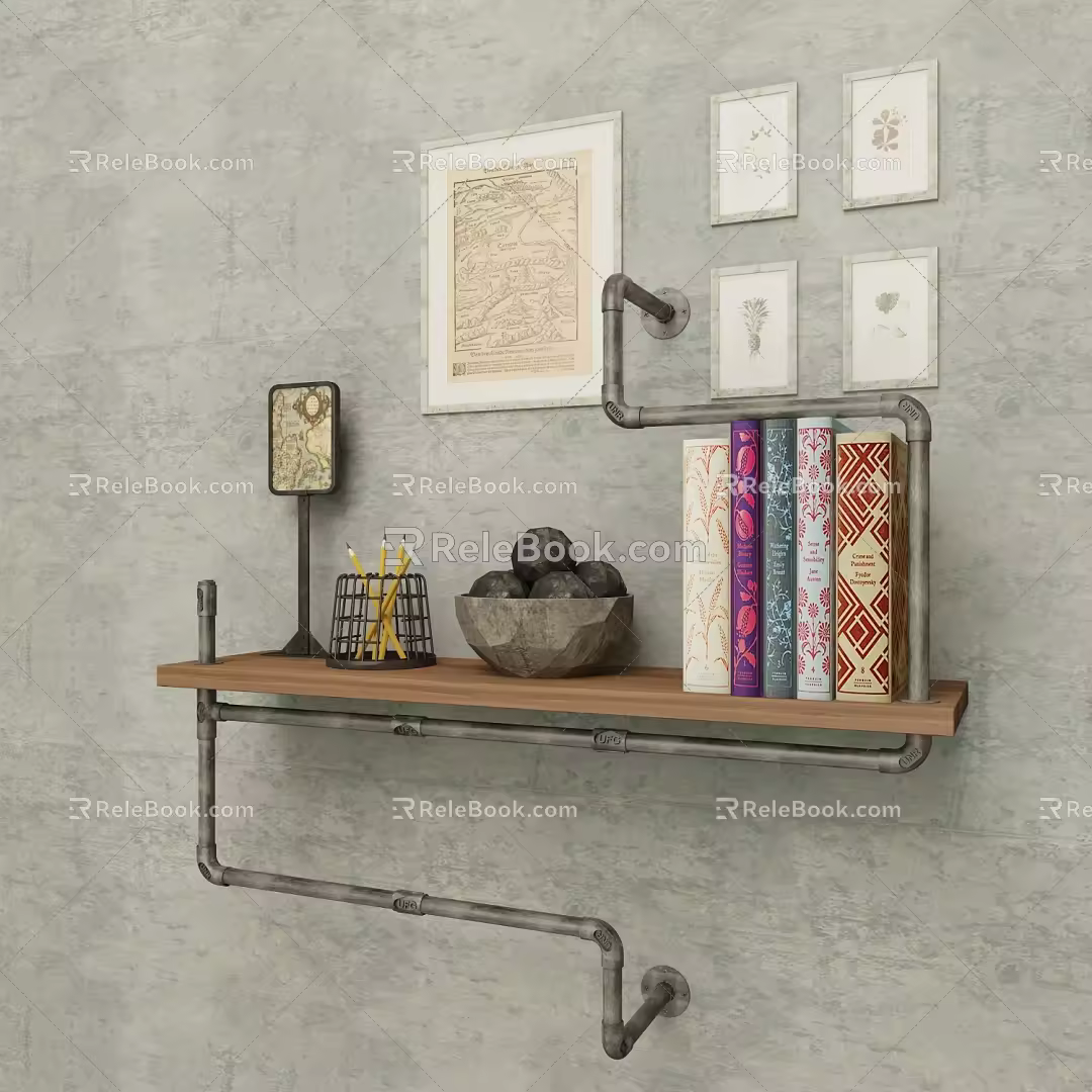 Storage Rack Combination Shelf Storage Rack Ornaments Decorative Painting Home Bookshelf 3d model