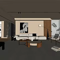 Modern Living Room Interior With Neutral Tones Sofa Coffee Table And Artwork