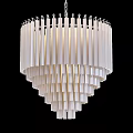 Modern White Chandelier with Layered Vertical Strips for Contemporary Interior Design 3d model