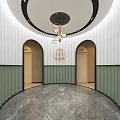 Modern Hair Salon Interior Design With Arched Mirrors Styling Chairs And Shiny Marble Floor