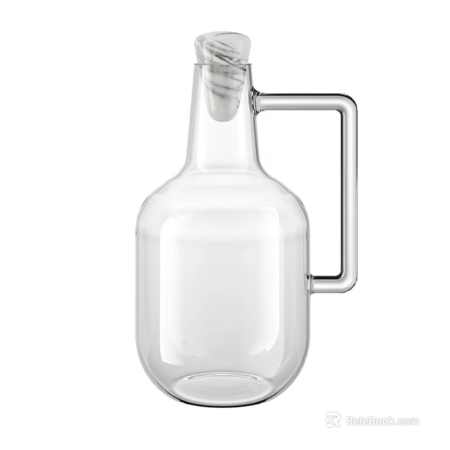 Modern Clear Glass Vase With Handle For Elegant Home Decoration 3d model 