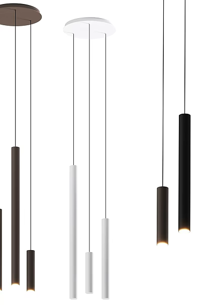 Modern Cylindrical Pendant Lights in Black White and Brown Hanging Stylishly 3d model