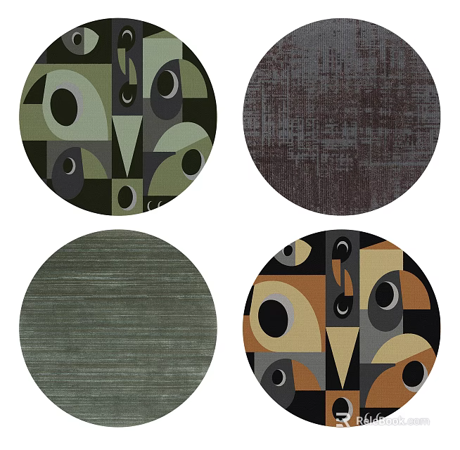 Round Rugs Featuring Geometric Patterns Abstract Designs And Textured Surfaces 3d model
