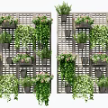 Decorative Lattice Room Divider With Hanging Green Plants And Flower Pots Design