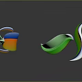 Modern Abstract Decorative Elements With Green Orange Gradient And Dark Background Reflection