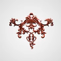 Intricate Red Symmetrical Carving With Curved Floral Patterns In Classical Style