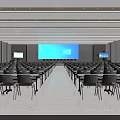 Spacious Modern Conference Room With Rows Of Chairs And Large Front Screen