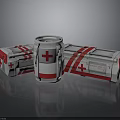 First Aid Medical Kits With Red Cross Symbols In Various Shapes And Straps
