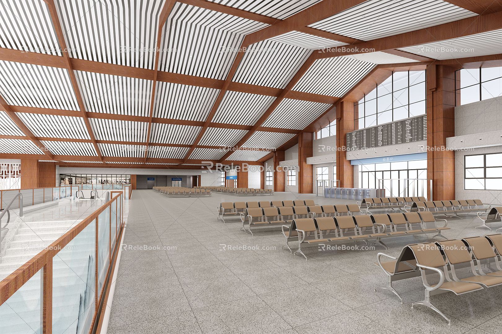 Modern Waiting Hall Railway Station 3d model