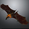 Fantasy Bat Creature With Purple Red Wings And Orange Mythical Body Design