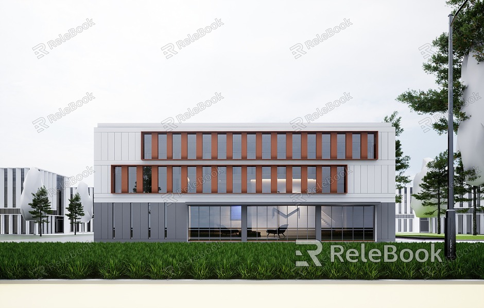 Modern Industrial Factory Building Multi-storey Factory Building Modern Factory Building Square Factory Building Multi-storey Office model