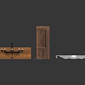 Assorted Home Decor Items Including Wooden Door Bench Rug Chandelier And Plate