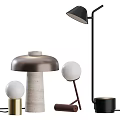 Modern Table Lamps With Mushroom Shade Marble Base And Spherical Bulb Design 3d model