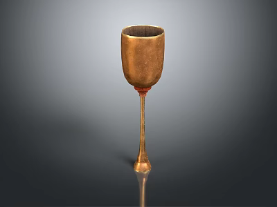 Elegant Copper Goblet With Tall Stem Vintage Design Smooth Surface For Home Decoration 3d model
