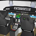Advanced Commercial Cockpit Equipment with Control Panel Dashboard and Display Screens 3d model