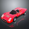 Red Vintage Sports Car With Sleek Design Black Roof And Shiny Finish